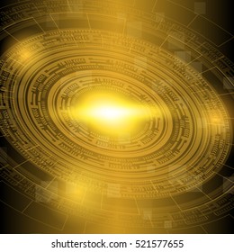 Abstract dark yellow technology background, stock vector