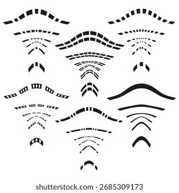 Linhas de traço abstratas. Símbolos de onda sonora de vetor. Ilustração de sinal digital. Elementos gráficos de movimento. EPS 10.