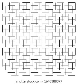 Abstract dash pattern vector, Memphis style background with small dashes, retro black and white texture