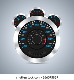 Abstract dashboard design with shiny metallic elements