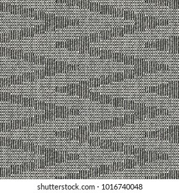 Abstract Dashed And Checkered Textured Zigzag Motif. Seamless Pattern.