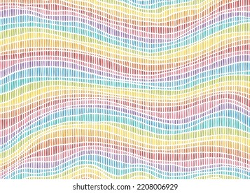 Abstract dashed line wavy pattern. Striped wave texture. Hand drawn vector Illustration.