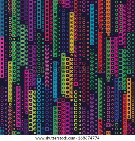 Abstract dashed textured block motif in varied shades. Seamless pattern. Vector.