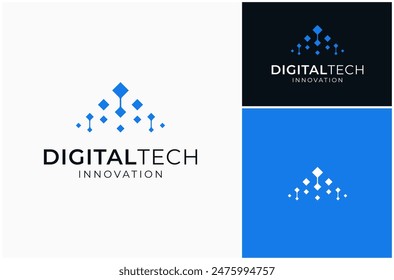 Abstract Data Analysis Growth Digital Technology Solution Innovation Vector Logo Design Illustration