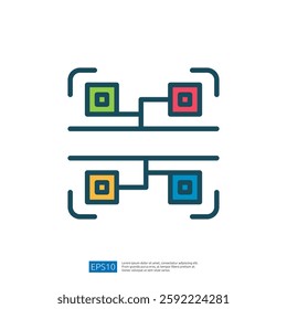 Abstract Data Analyst Icon with Colorful Blocks Representing Data Visualization and Analytics in Digital Technology