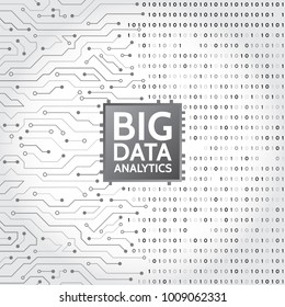 Abstract data background with binary code. Circuit board cpu analysis of Information. Machine learning algorithm visualization.