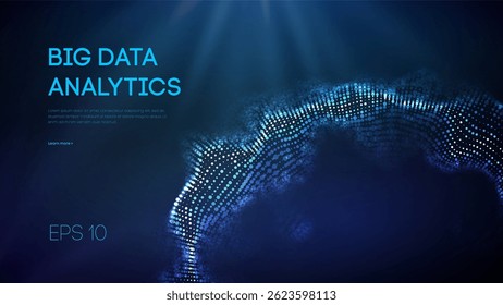 Abstract data background sphere 3D tech globe BG big circle particle vector. Digital mesh network line science AI bigdata pattern triangle dot orb. Medical cell neuron plexus screen concept design.