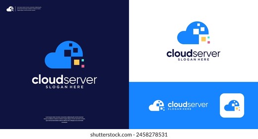 Abstract data cloud logo design template. Colorful tech storage server database logo vector.