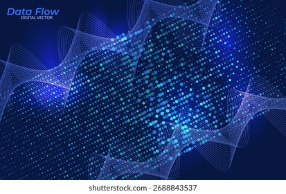 Abstract Data Flow Background — Futuristic Digital Stream of Information and Binary Connections Representing Big Data, Neural Networks, and Artificial Intelligence Technology Concept Design