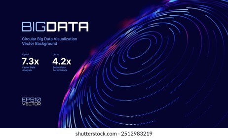 Fluxo de Dados Abstrato. Análise de Big Data. Tecnologias de Negócios do Nosso Tempo. Efeito de Funil Digital de Dados em Massa. Ilustração De Vetor 3D.