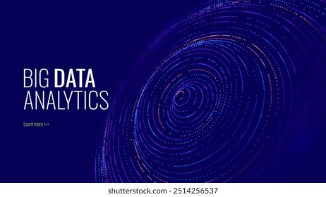 Fluxo de Dados Abstrato. Análise de Big Data. Tecnologias de Negócios do Nosso Tempo. Efeito de Funil Digital de Dados em Massa. Ilustração De Vetor 3D.