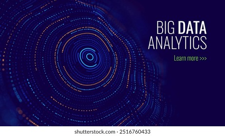 Fluxo de Dados Abstrato. Análise de Big Data. Tecnologias de Negócios do Nosso Tempo. Efeito de Funil Digital de Dados em Massa. Ilustração De Vetor 3D.