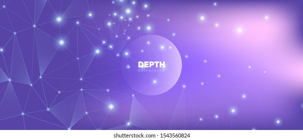 Abstract Data Flow. Magic Science Tech Network. Gradient Futuristic Background. Violet Triangular Pattern. High Big Data Banner. Cosmic Vector Science Flyer. Purple Illustration. Technology Data.