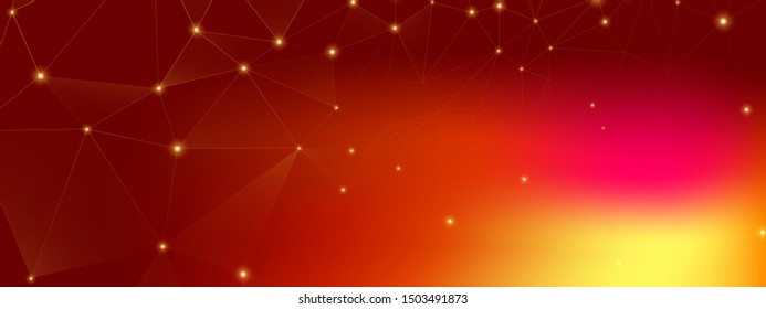 Abstract Data Flow. Science Visualization. Red 3d Digital Background. Bright Triangles Pattern. 