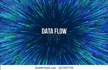 Abstract Data Flow Tunnel. Circular Geometric Star Pattern. Music Explosion Radial Background