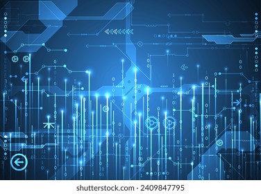 Abstract data gradient color background. Hand drawn digital technology concept. Vector