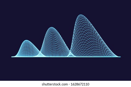 Abstract data graphics made of particles. Looks like hills.