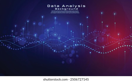 Abstract data line background design. Digital technology wallpaper line art. Data analysis background design with gradient color. Computer network background vector.
