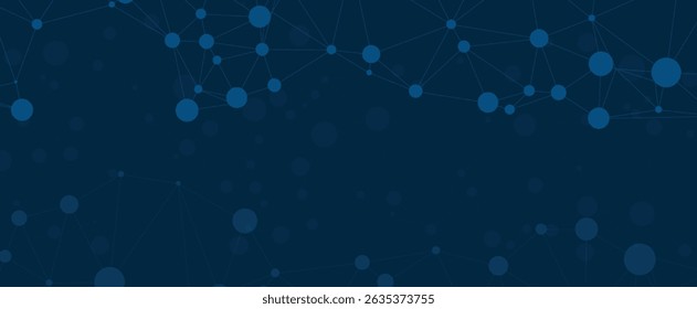 Abstract data network background with connected dots and lines on dark blue tone, suitable for tech concepts