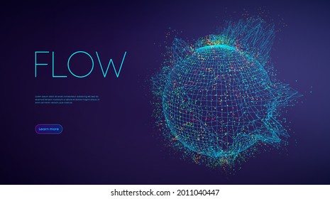 Abstract Data science concept. Explosion sound wave sphere background. Abstract vector sound wave background.