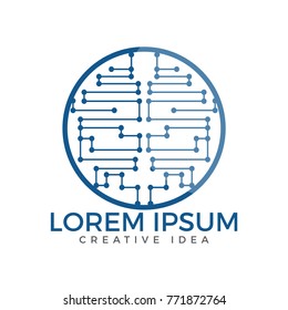 Abstract data sharing network logo design. Technology, computer, data and innovation logo design