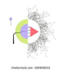 Abstract data technology background connected with lines and dots. Vector illustration use for poster, flyer, banner.