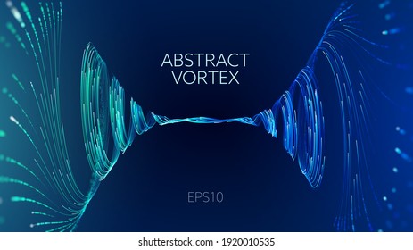 Abstract data transfer vortex. Futuristic digital technology. Vortex data concept. Spiral motion