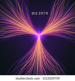 Abstract data transmission visualization. Big data code representation. Futuristic network or business analytics. Graphic concept for your design