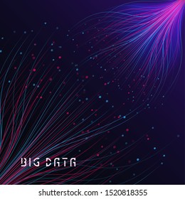 Abstract data transmission visualization. Big data code representation. Futuristic network or business analytics. Graphic concept for your design