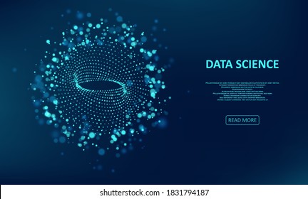 Visualización de transmisión de datos abstracta. Representación de códigos de datos grandes. Polvo brillante de luces. Concepto gráfico para su diseño