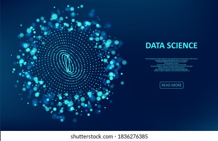 Visualización de transmisión de datos abstracta. Representación de códigos de datos grandes. Polvo brillante de luces. Concepto gráfico para su diseño