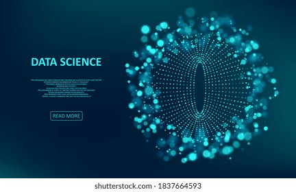 Abstract data transmission visualization. Big data code representation. Glittering dust of lights. Graphic concept for your design
