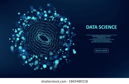 Abstract data transmission visualization. Big data code representation. Glittering dust of lights. Graphic concept for your design