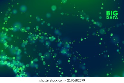 Abstract data transmission visualization. Big data code representation. Glittering dust of lights. Graphic concept for your design