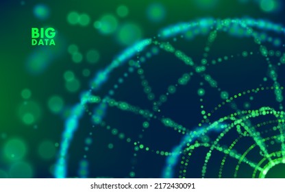 Abstract data transmission visualization. Big data code representation. Glittering dust of lights. Graphic concept for your design