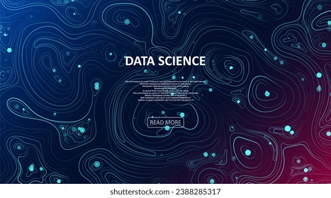 Visualización de transmisión de datos abstracta. Representación de análisis de grandes datos. Red futurista. Concepto gráfico para su diseño