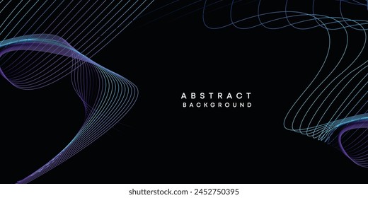 Abstract data visualization, geometric dark blue, orange, green gradient waving lines technology background. Purple, navy blue, red gradient futuristic geometric shiny wave pattern banner background