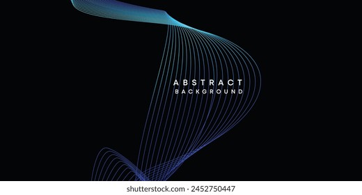 Abstract data visualization, geometric dark blue, orange, green gradient waving lines technology background. Purple, navy blue, red gradient futuristic geometric shiny wave pattern banner background