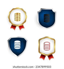 Abstrakte Datenbank-Abzeichen und Label-Kollektion, kann für Geschäftsdesigns, Präsentationen oder alle geeigneten Designs verwendet werden.