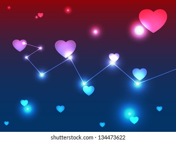Abstract dating background made out of various hearts / heart cosmic abstraction