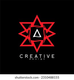 Abstract David star logo design with letter A in the center.