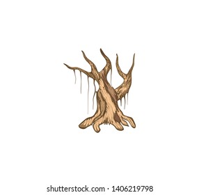 abstract of dead tree vector logo, illustration for ancient trees