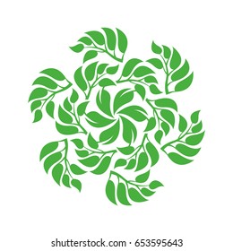 Abstract deciduous frame. A frame from branches with leaves. Decorative deciduous element.
