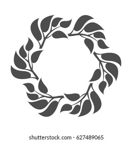 Abstract deciduous frame. Silhouette decorative deciduous element.