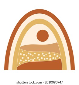 Abstract decor element with desert landscape. Contemporary wall decor. Vector illustration.