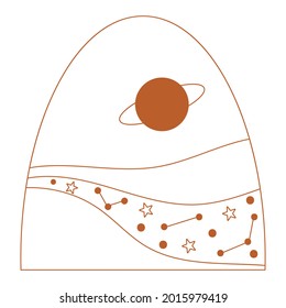 Decoración abstracta con paisaje. Decoración contemporánea de las paredes. Ilustración vectorial.