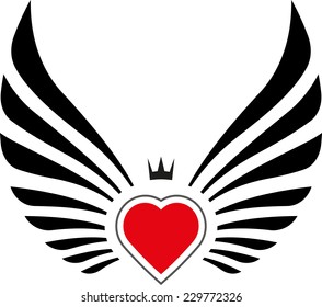 Abstract decor with wings and heart