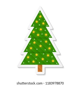 Abstract decorated Christmas tree sticker 4 isolated on white background. Vector EPS 10