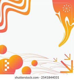 Abstract Decorated Flame Gradient colored Shapes Frame on a White Background