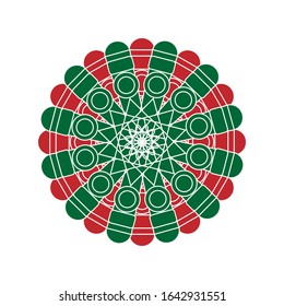 abstract decoration with a circular shape. green and red color. fit for logo or symbol